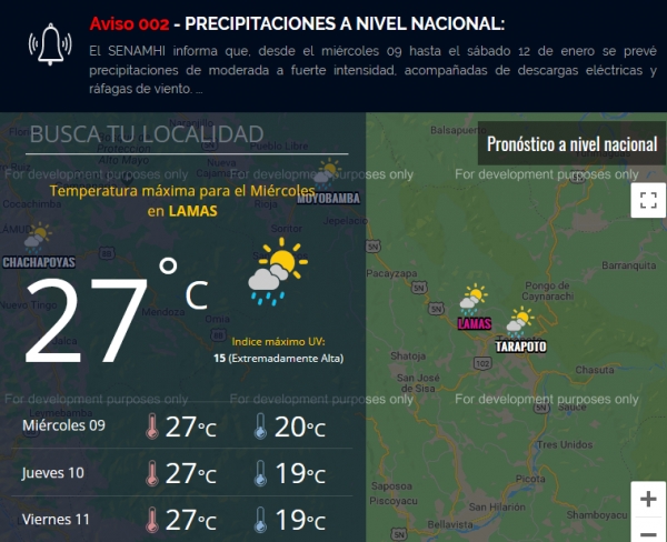 ¡CUIDADO! …LLUVIAS DE MODERADA A FUERTE INTENSIDAD EN LA SELVA